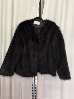 Oak + Fort Black Faux Fur Jacket